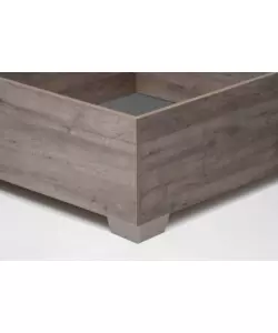 Letto 1 piazza e mezza "bed box" rovere grigio con rete, contenitore e piedini 120x190 cm